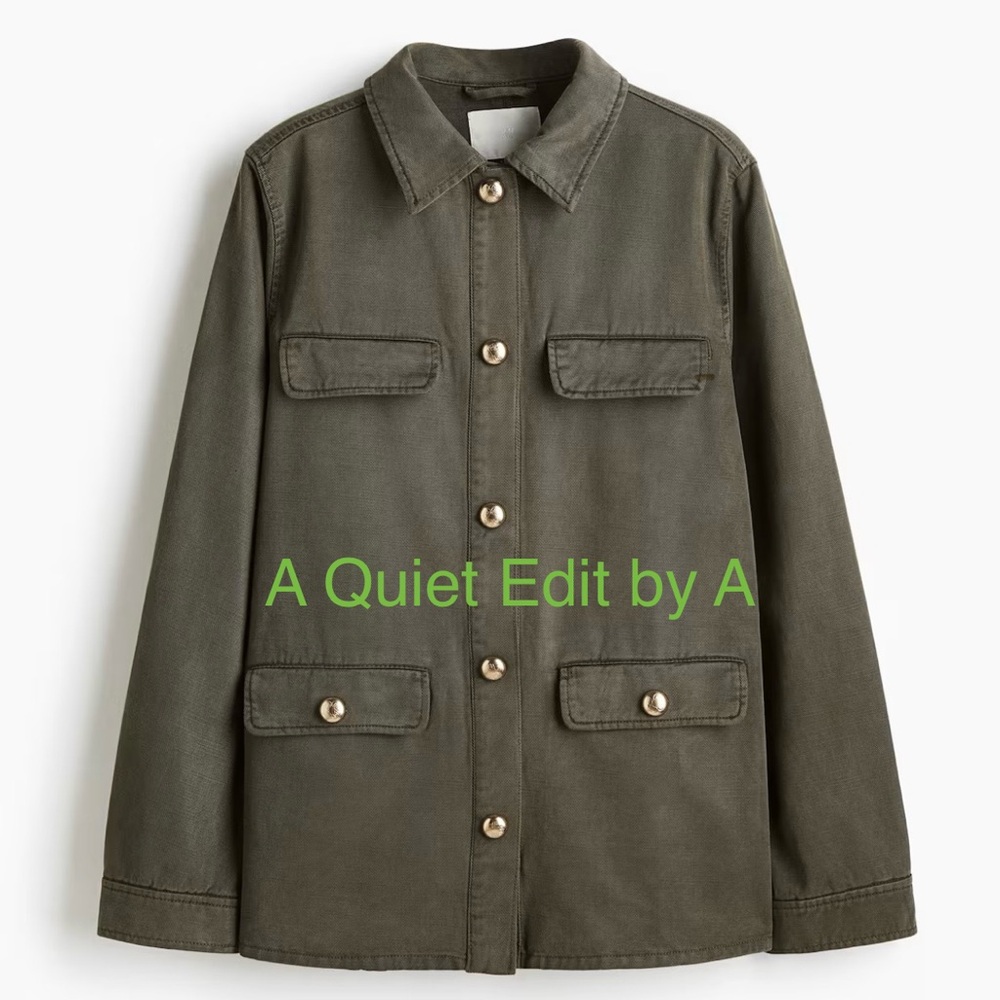Minimalist Utility Safari Jacket H&M Washed Khaki Tencel Lyocell Size L